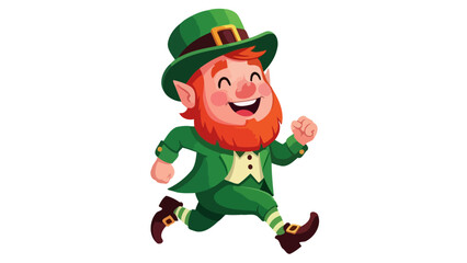 Cartoon Leprechaun Running, a cheerful character wearing green attire for St patricks day