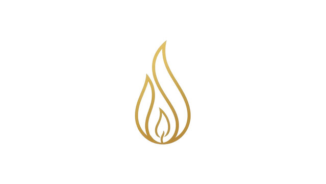 Golden Line Art Flame Icon Isolated Vector for Design isolated PNG with Transparent Background