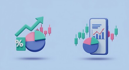 Financial growth analysis with smartphone and percentage increase indicators concept