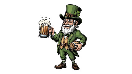 Leprechaun with Beer and Football A St patrick's day
