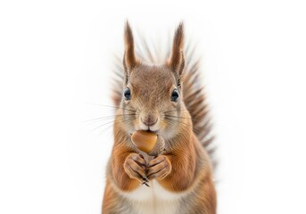 Fototapeta premium Cute Squirrel Holding an Acorn in Its Tiny Paws with Fluffy Fur and Bright Eyes