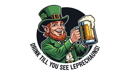 Funny Leprechaun Holding a Pint of Beer with St patricks