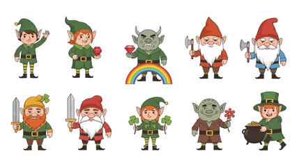 Festive Collection of Whimsical Gnomes Diverse Designs for St patricks