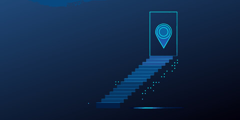 Stairway to location abstract digital path to destination concept