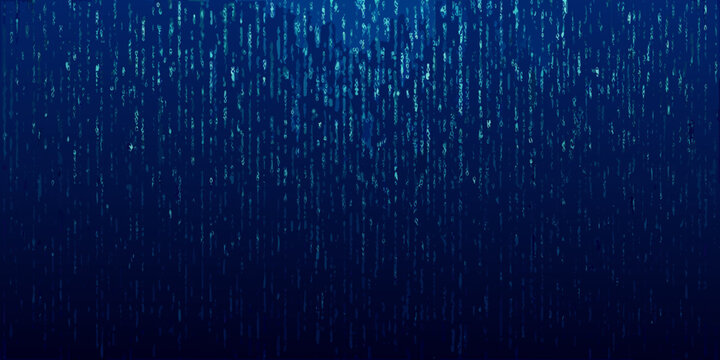 Abstract digital rain background with falling numbers and binary code