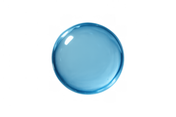 Purity and freshness concept with a clean blue liquid drop or gel droplet, transparent background