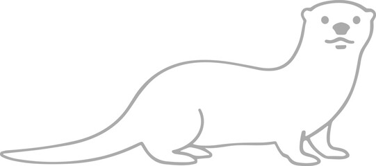 Minimal Otter Outline Illustration – Isolated on Transparent Background Line Art Wildlife Vector Design