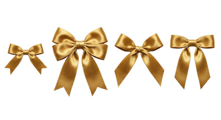Gleaming golden satin bows arrayed against an isolated transparent setting creating an opulent and
