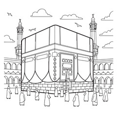 Pilgrims gather around the sacred Kaaba, a symbol of faith and unity, inspiring devotion and spiritual journeys.