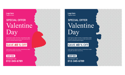 Happy Valentine's Day discount sale Instagram or social media post template