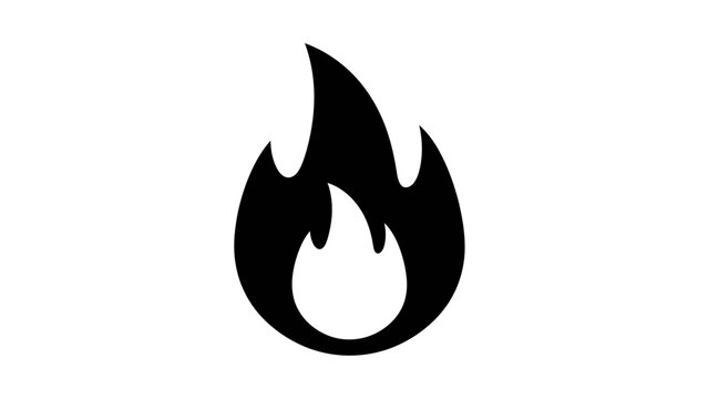 Stylized black flame icon on a white background.