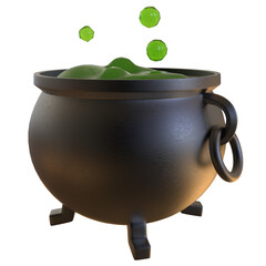 Cauldron pot fantasy 3D render isolated illustration