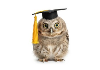 Fototapeta premium Adorable Owl with Graduation Cap Symbolizing Education and Knowledge in Nature Photography