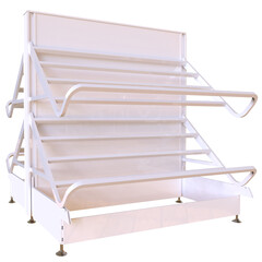 Double shelving store empty white 3D render isolated illustration
