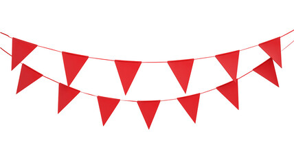 Obraz premium Red Pennant Flags Garland on White Background