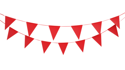 Red Pennant Flags Garland on White Background