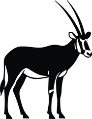 Oryx Antelope Silhouette Illustration – Wild African Antelope Animal Vector Isolated on Transparent Background