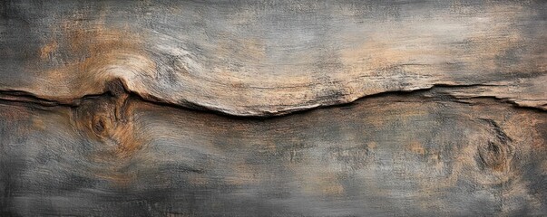 Close-up of weathered wooden surface with natural cracks, knots, and varied textures in earthy tones conveying rustic and aged appearance