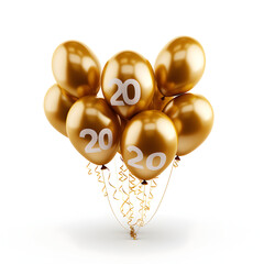 22 2020 gold balloonsfour golden jubilee balloons for 20 yearsGold Happy 20th birthday balloon greeting background

