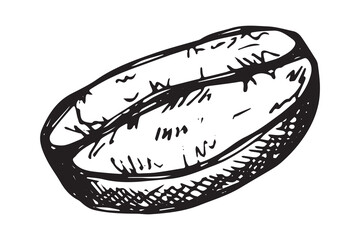 Hand drawn fresh roasted coffee bean Arabica robusta seed doodle Single element for print, web, design, decor