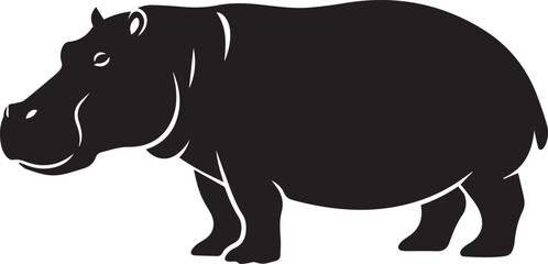 hippopotamus side view hippo silhouette vector flat illustration design
