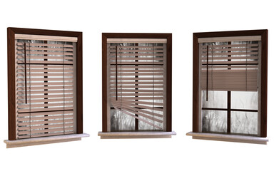 wooden window pack isolated 3d rendered illustration