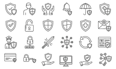 Security and protection doodle icons set vector illustration