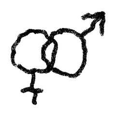 Hand drawn heterosexual gender identity sign Symbol used to represent sex and gender