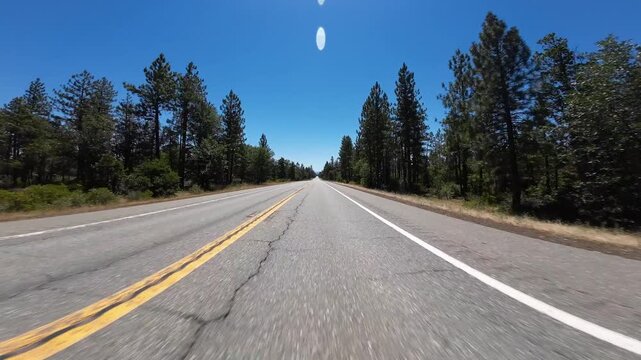 Mt Shasta to Lassen Highway 89 Southbound 03 Front View Driving Plates California USA Ultra Wide