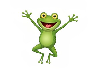 Fototapeta premium Joyful Cartoon Frog with Open Arms and Bright Smile in a Cheerful Pose