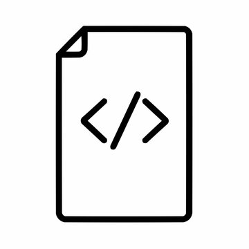Line icon of a document with angle brackets &mdash; HTML file, black on white, square minimalist style