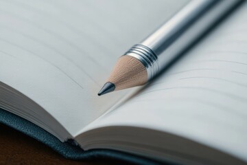 Close-up of a sharpened pencil resting on an open lined notebook, suggesting preparation for writing or drawing in a calm and focused setting