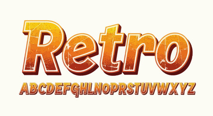 Bold Retro-Style Text with Gradient and Shadow Effect.