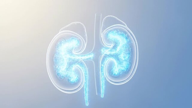 Transparent Kidney Outlines Showcasing Renal Function on Light Gradient Motion