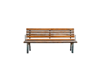 Weathered wooden park bench with metal legs isolated on black aged, Png On White Background, Isolated on Transparent Background, Cut Out