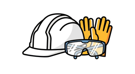 Safety Gear: Hard Hat Gloves and Goggles for Protection.