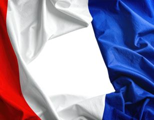 Close-up of draped fabric resembling a flag, featuring red, white, and blue segments with a void