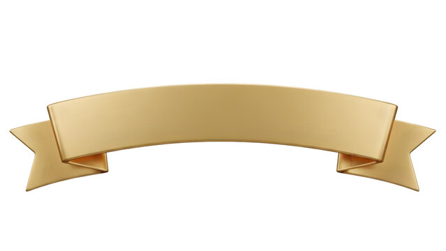 Golden ribbon banner isolated on transparent background