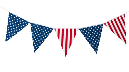 American flag bunting isolated on transparent background