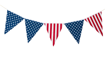 American flag bunting isolated on transparent background