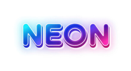 Vibrant neon light text effect of the word NEON with a colorful gradient glow.