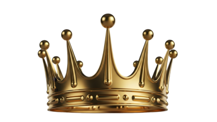 Ornate golden royal crown isolated on transparent background