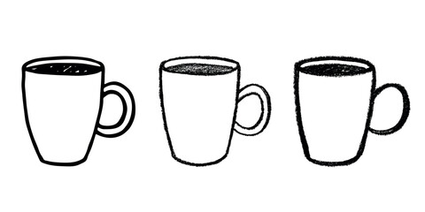 Set of cute hand drawn cup of tea or coffee Simple mug clipart Cozy home doodle Single element for design