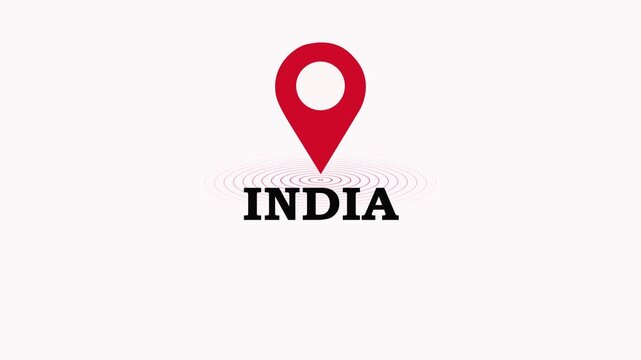 India Location Symbol. location pin on a colorful map background, GPS location pointer animated icon. map, and travel planning featuring red marker pins 4k. 