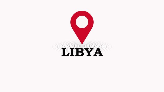 Libya Location Symbol. location pin on a colorful map background, GPS location pointer animated icon. map, and travel planning featuring red marker pins 4k. 