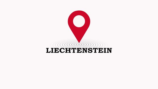 Liechtenstein Location Symbol. location pin on a colorful map background, GPS location pointer animated icon. map, and travel planning featuring red marker pins 4k. 