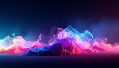 Abstract vibrant colorful smoke waves flowing against a dark background, creating an ethereal and dynamic visual.