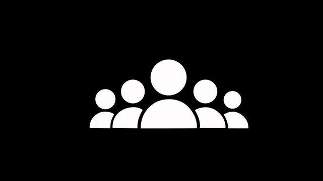 Group of five people icon isolated animation .Community icon, Business and team work icon animation. group people animated on transparent background.