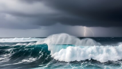 Ocean Storm With Giant Waves