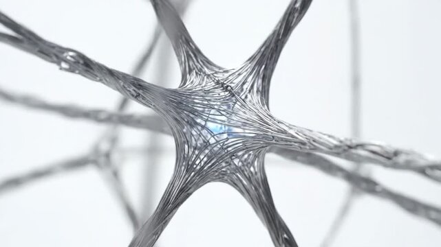 Close-up of twisted metal wire, structural element with abstract wireframe design.